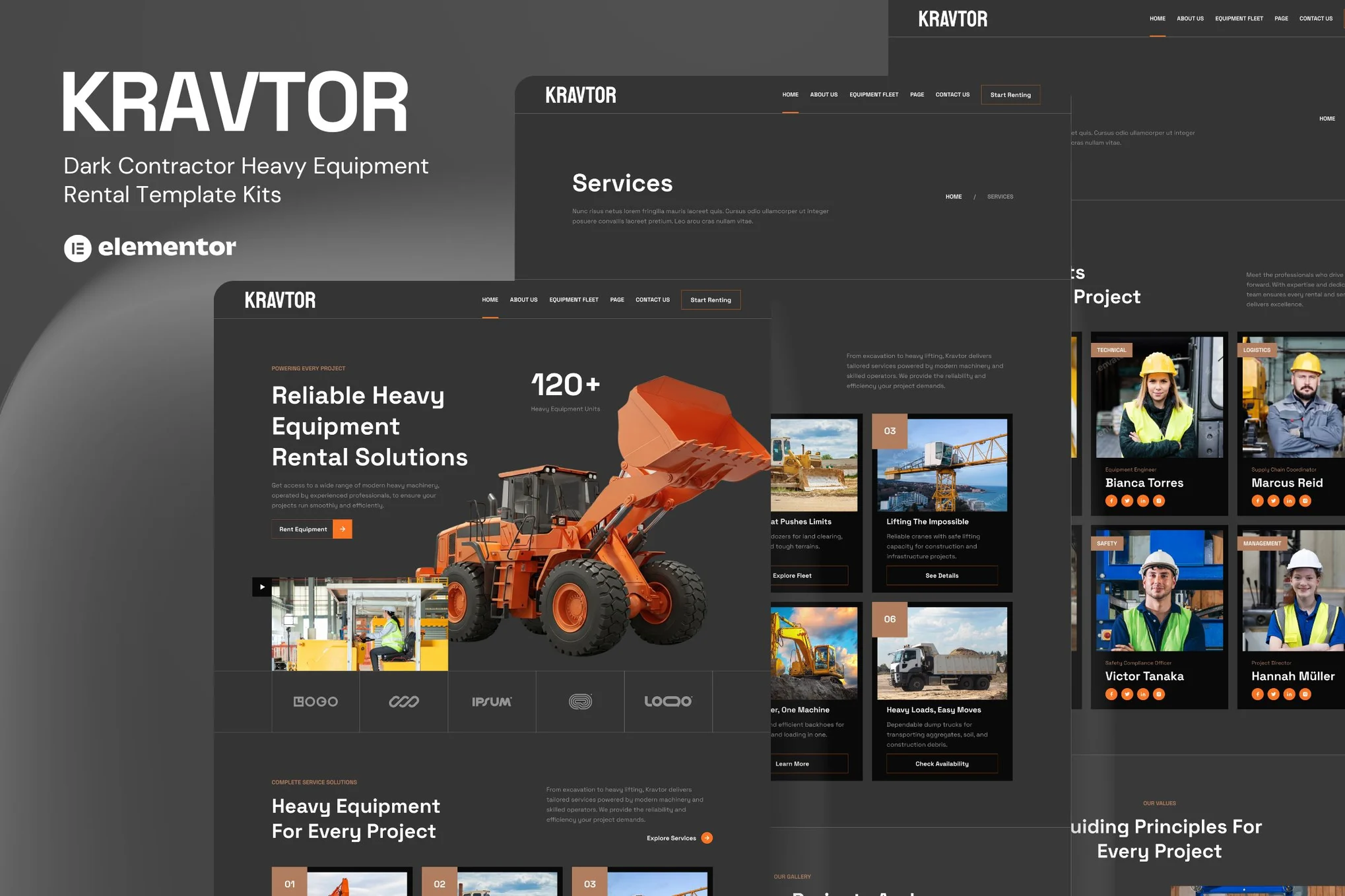 Kravtor – Contractor Heavy Equipment Rental Website Elementor Template Kit.jpg.webp